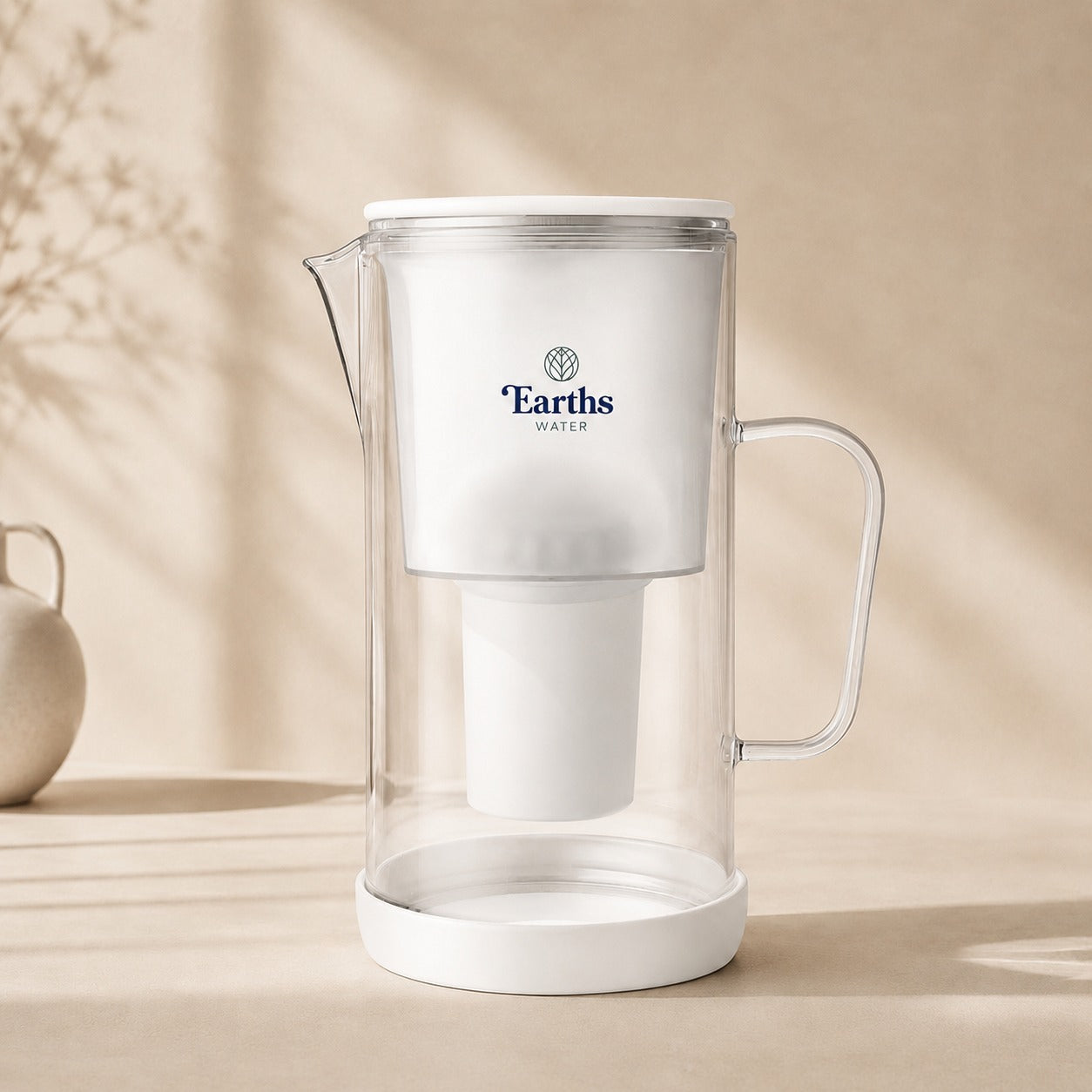 2.5L Glass Water Filter Jug Carafe - White