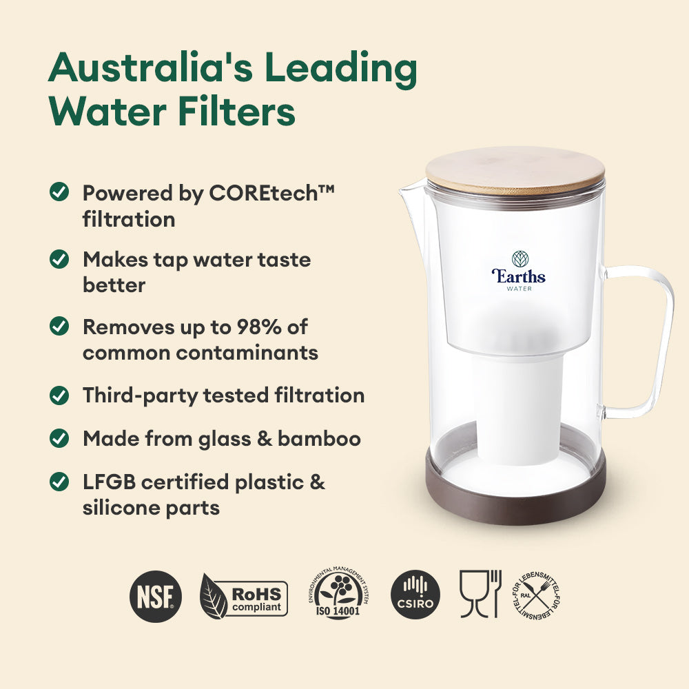2.5L Glass Jug Carafe Alkaline Water Filter - Natural