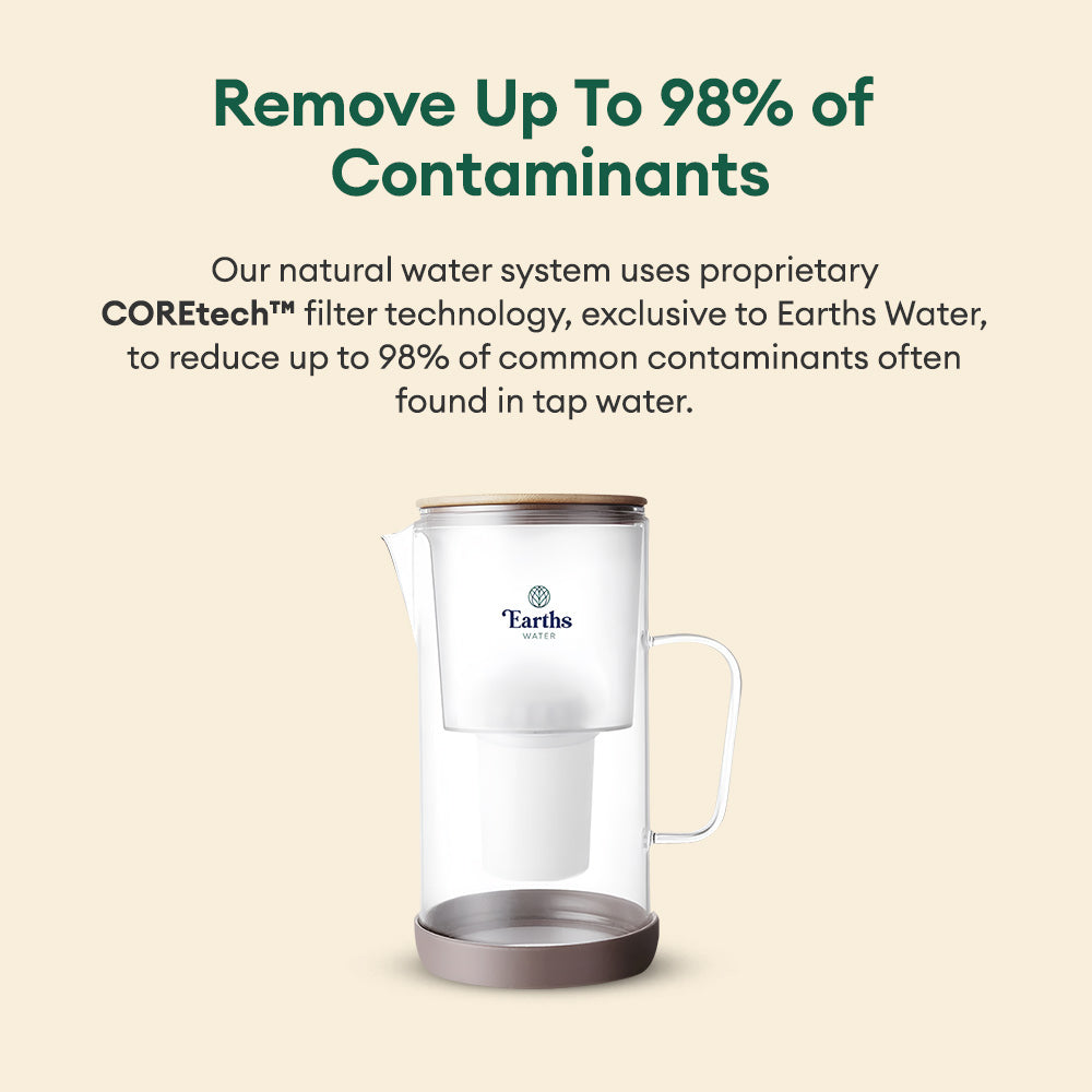 2.5L Glass Jug Carafe Alkaline Water Filter - Natural