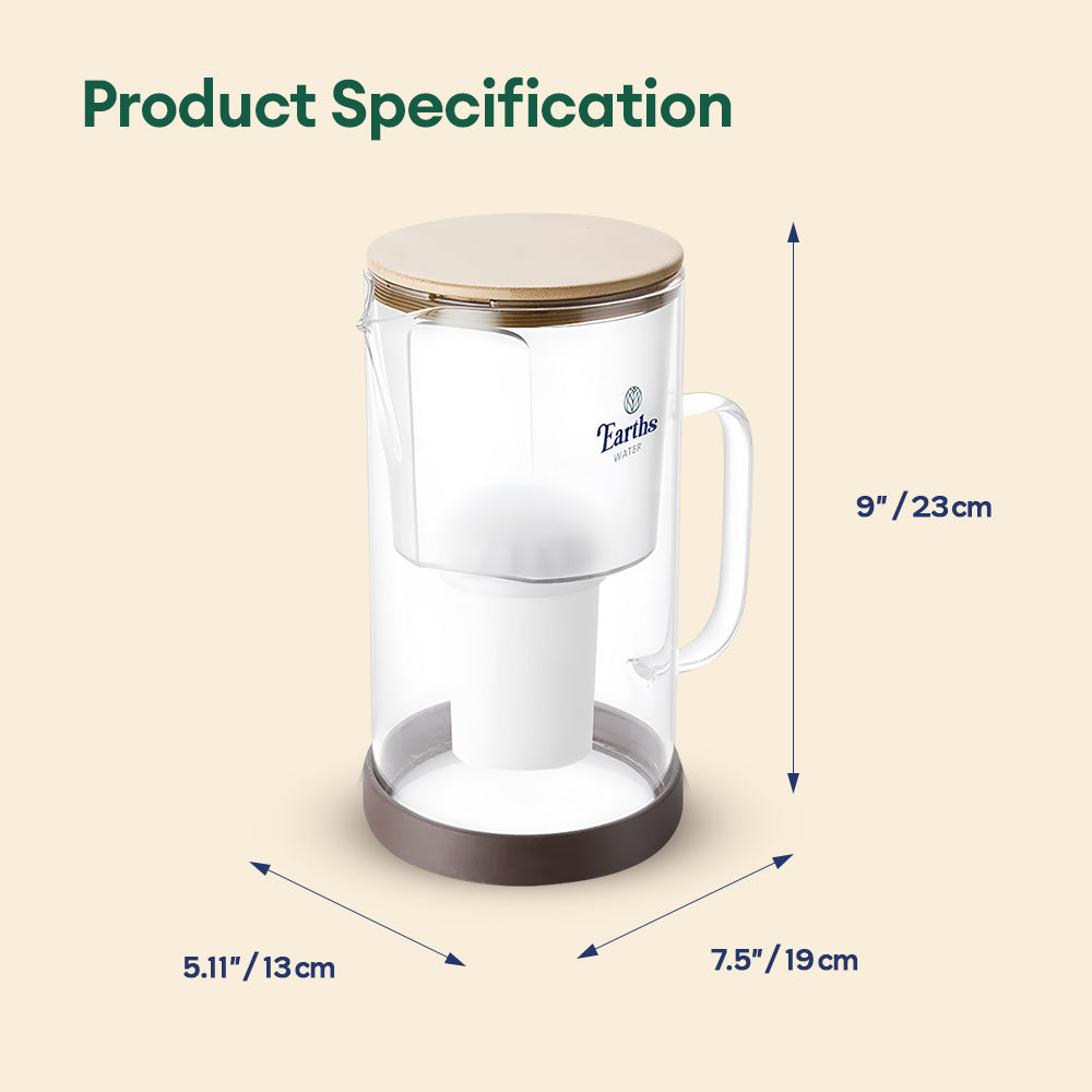 2.5L Glass Jug Carafe Alkaline Water Filter - Natural