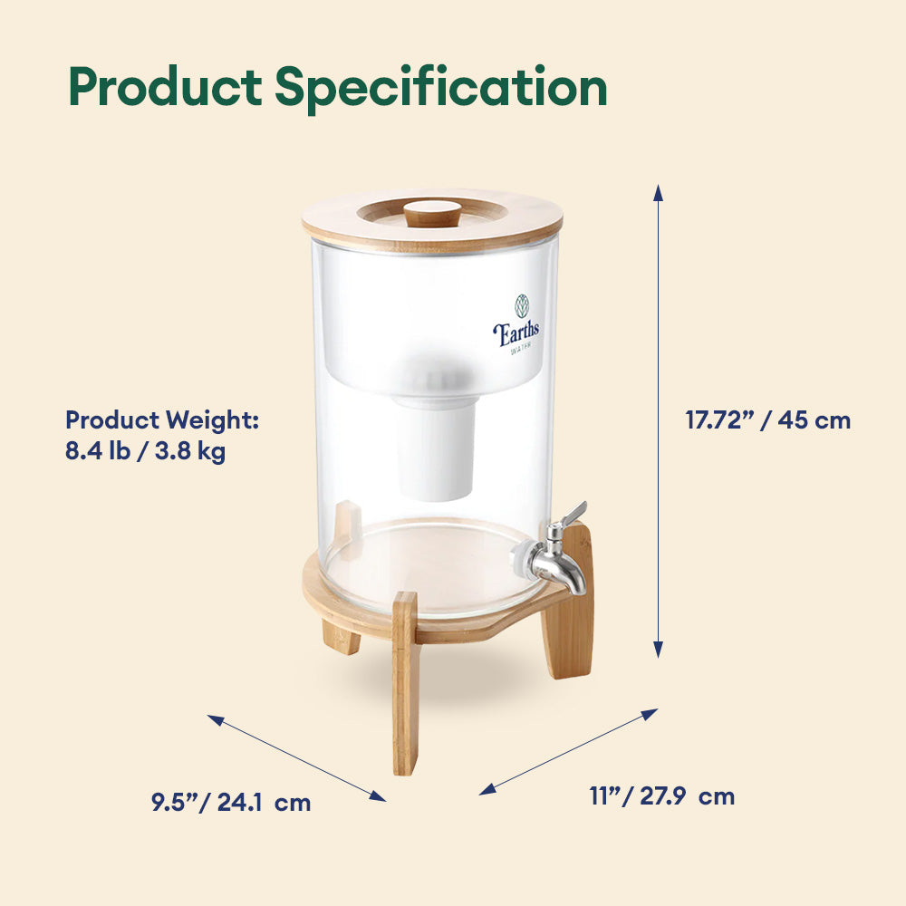 9L Glass Benchtop Alkaline Water Filter - Natural Bamboo