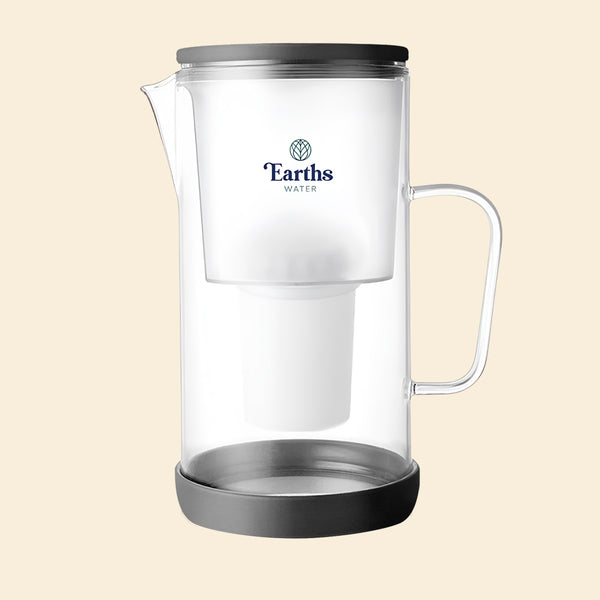 2.5L Glass Jug Carafe Alkaline Water Filter - Black