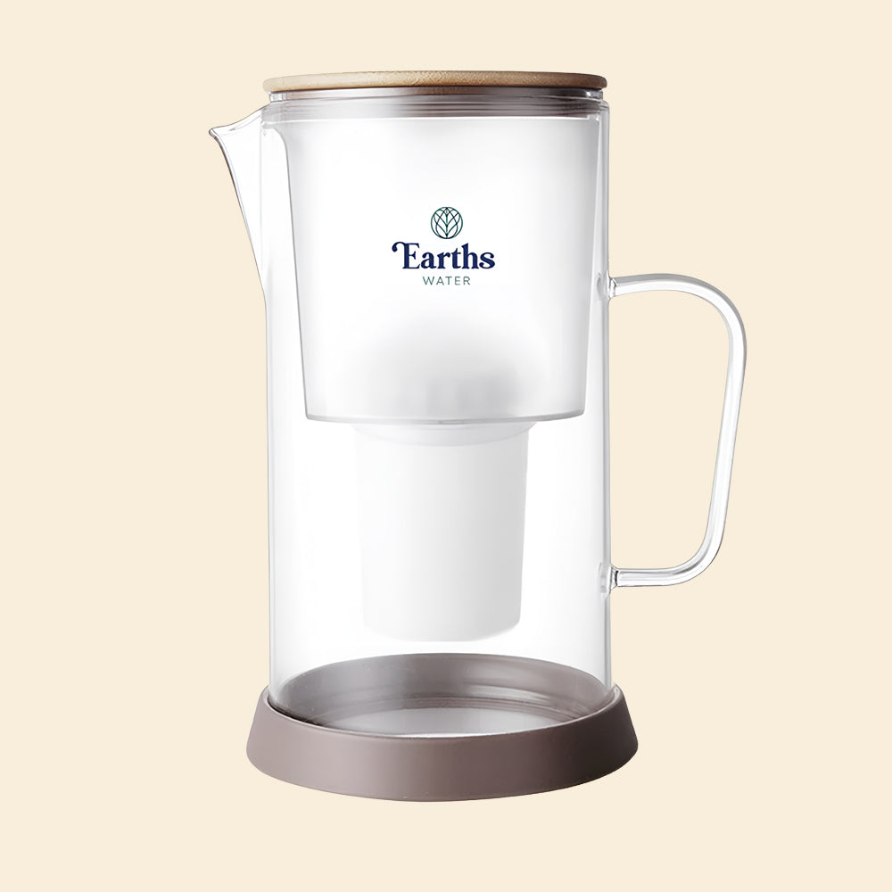 2.5L Glass Jug Carafe Alkaline Water Filter - Natural + 3 Replacement Filters [BUNDLE]