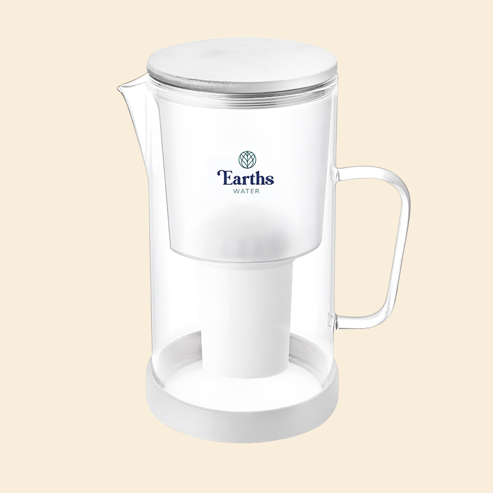 2.5L Glass Jug Carafe Alkaline Water Filter - White