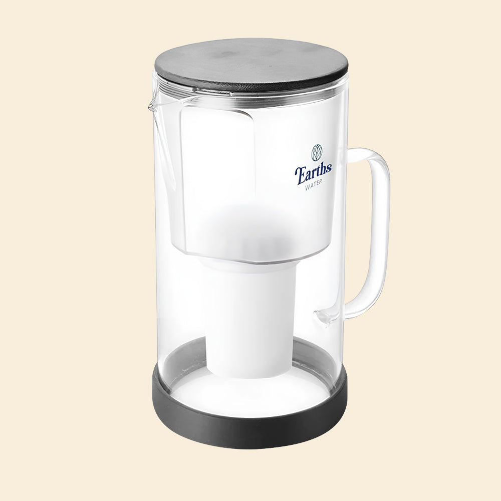 2.5L Glass Jug Carafe Alkaline Water Filter - Black