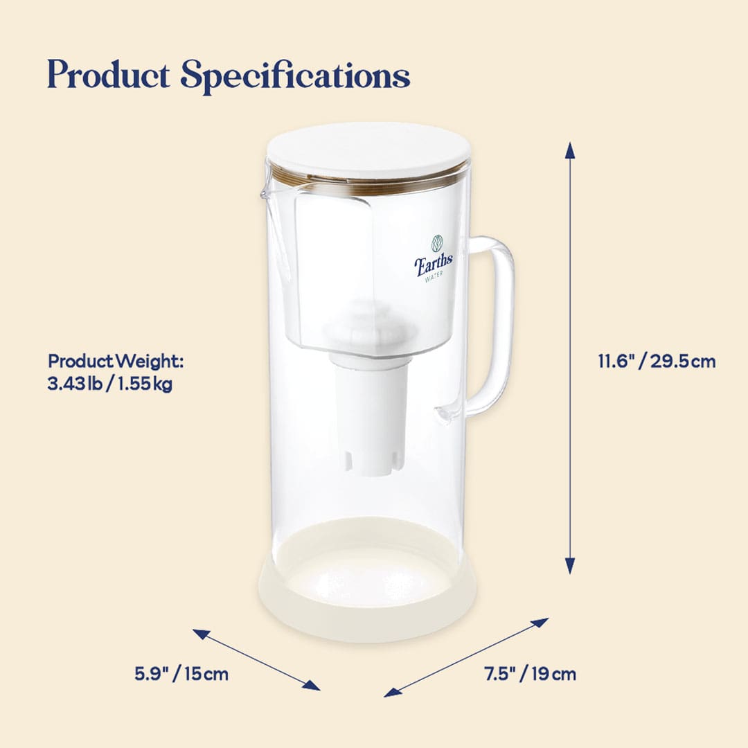 3.5L Glass Carafe Alkaline Water Filter - White