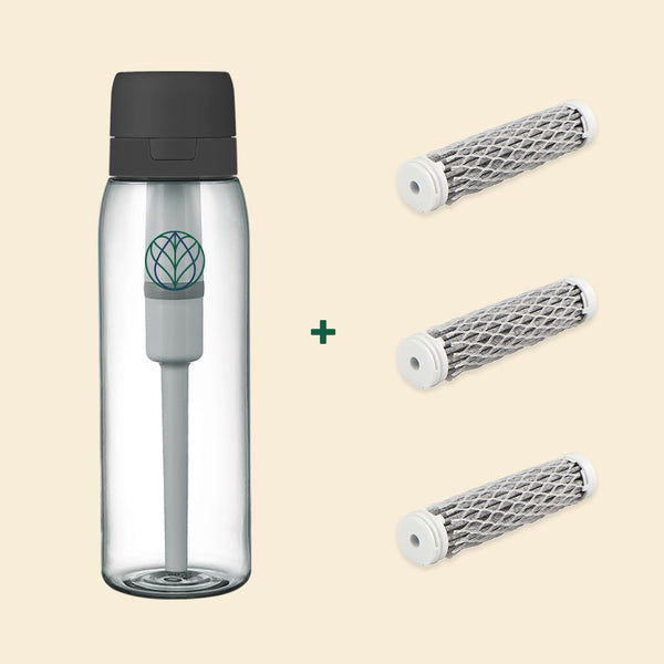 Ultra Water Filter Bottle + 3 Nature Replacement Filters [BUNDLE]