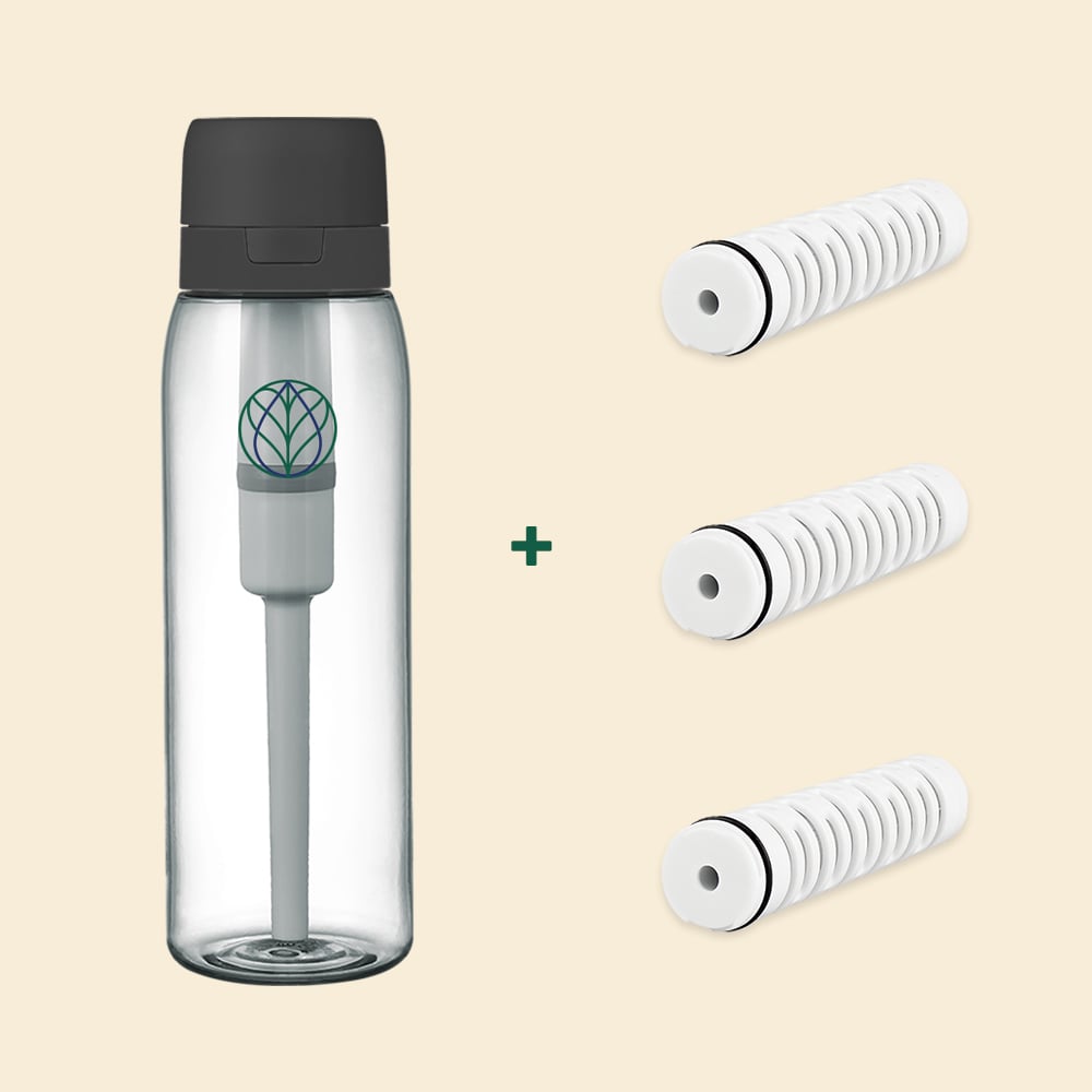 Ultra Water Filter Bottle + 3 Urban Replacement Filters [BUNDLE]