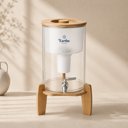 9L Glass Benchtop Water Filter - Natural Bamboo