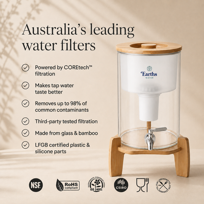 9L Glass Benchtop Water Filter - Natural Bamboo