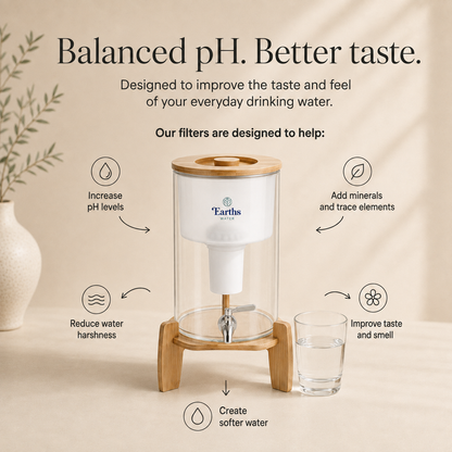 9L Glass Benchtop Water Filter - Natural Bamboo