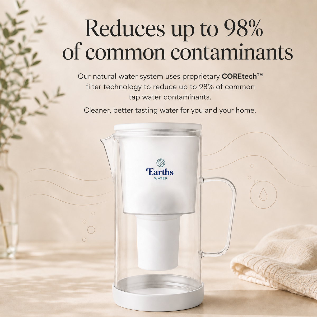 2.5L Glass Water Filter Jug Carafe - White