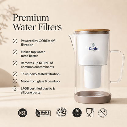 2.5L Glass Water Filter Jug Carafe - Natural