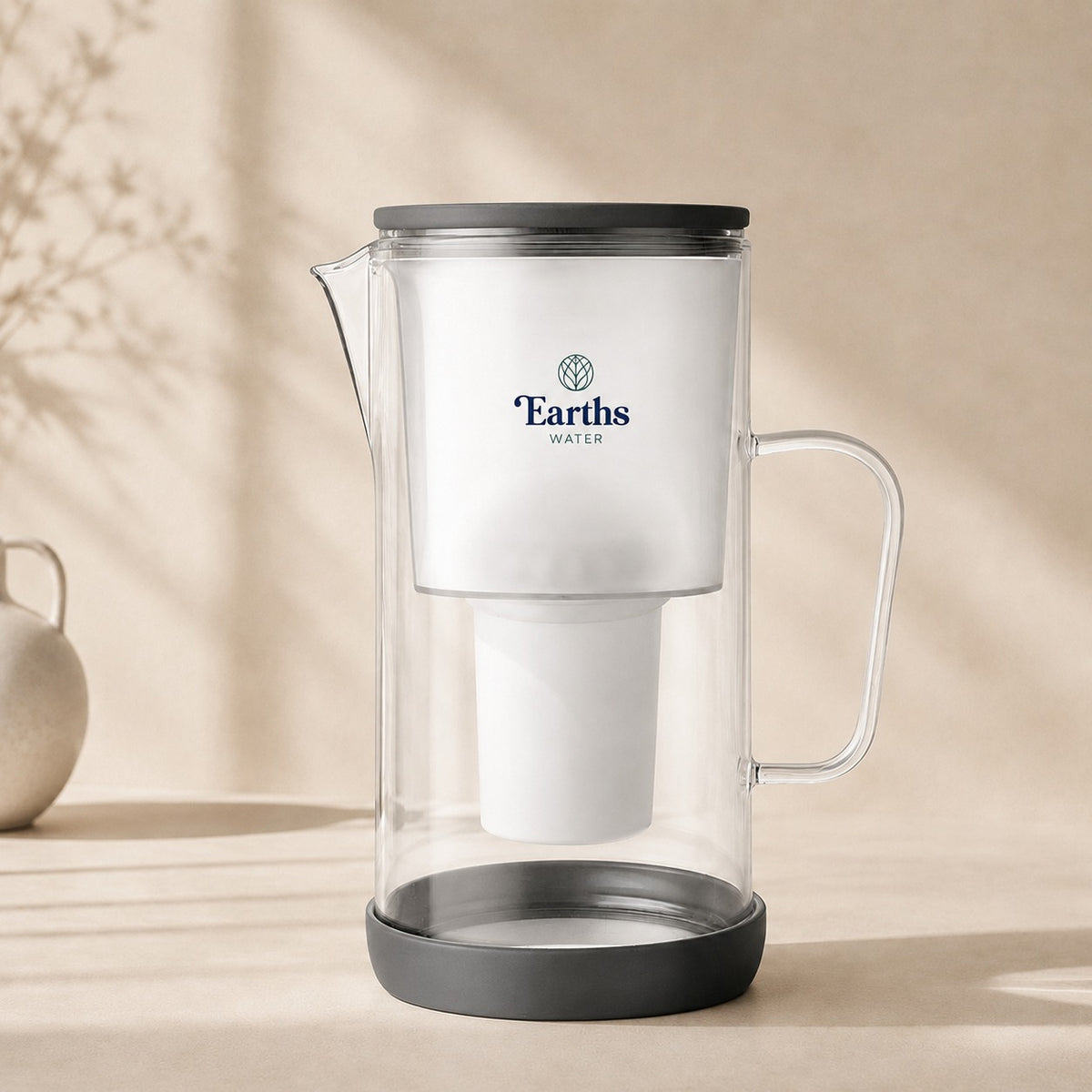 2.5L Glass Water Filter Jug Carafe - Black