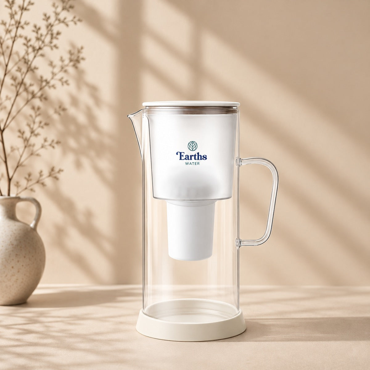 3.5L Glass Water Filter Jug Carafe - White