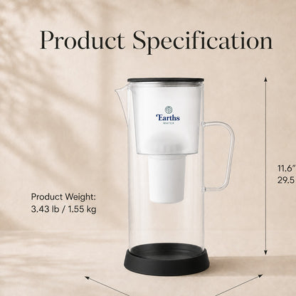 3.5L Glass Water Filter Jug Carafe - Black