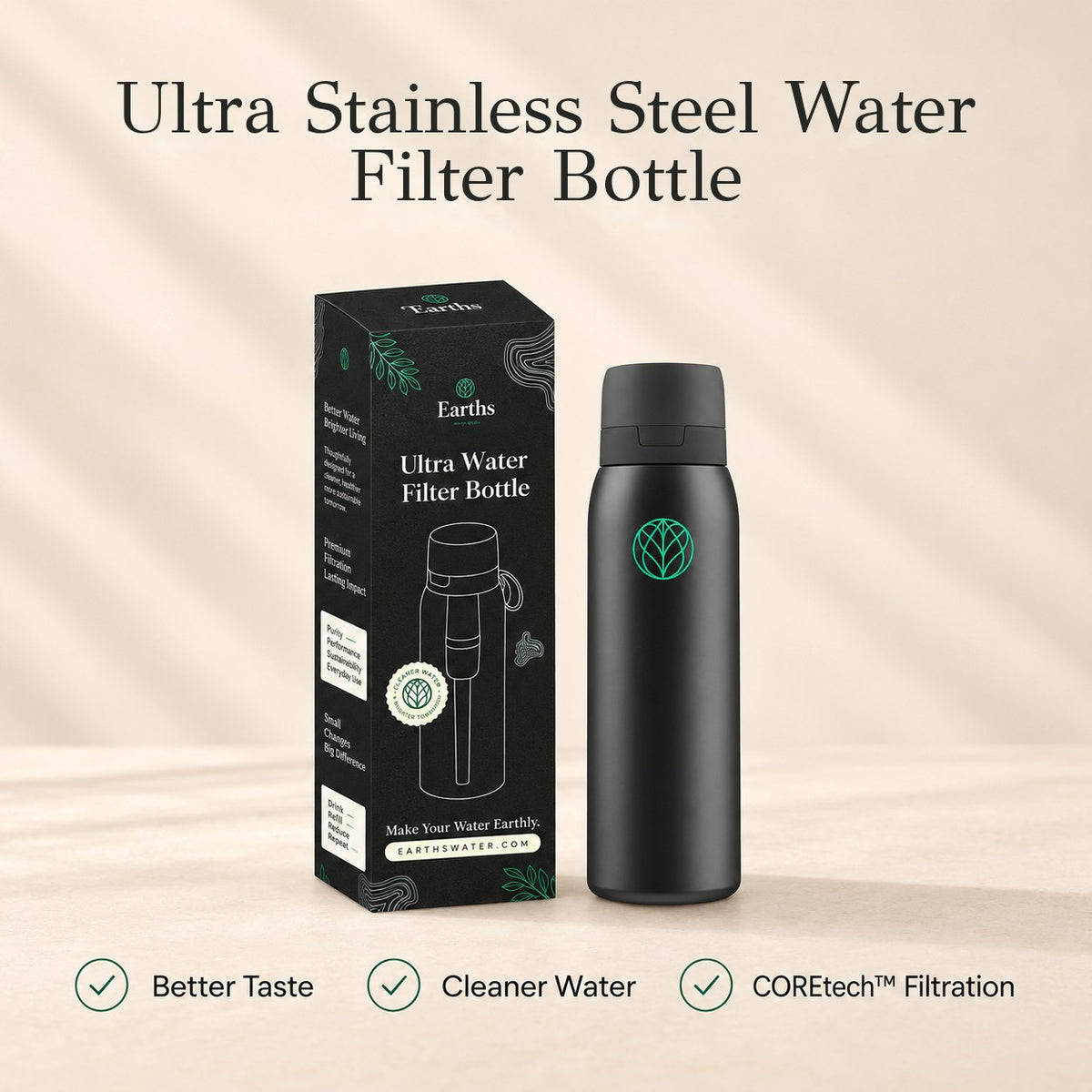 Ultra Stainless Steel Water Filter Bottle + Urban Filter