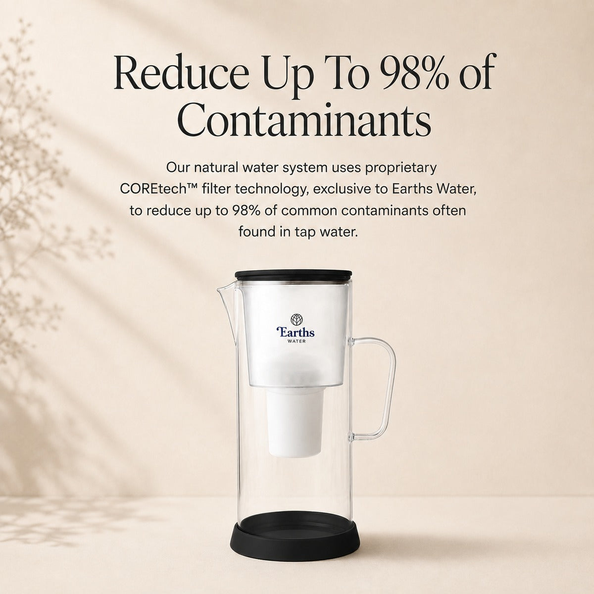 3.5L Glass Water Filter Jug Carafe - Black