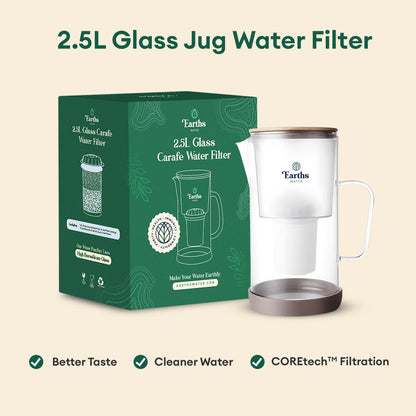 2.5L Glass Jug Carafe Alkaline Water Filter - Natural