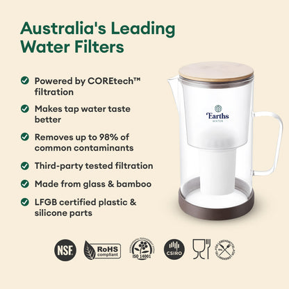 2.5L Glass Jug Carafe Alkaline Water Filter - Natural