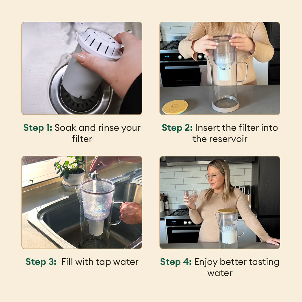 2.5L Glass Jug Carafe Alkaline Water Filter - Natural