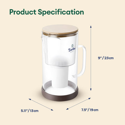 2.5L Glass Jug Carafe Alkaline Water Filter - Natural