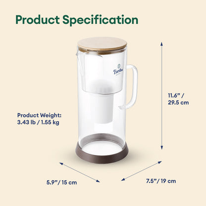 3.5L Glass Carafe Alkaline Water Filter - Natural