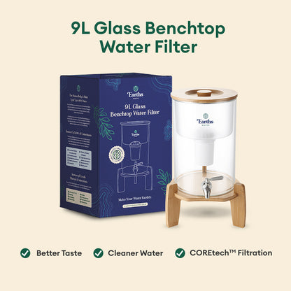 9L Glass Benchtop Alkaline Water Filter - Natural Bamboo