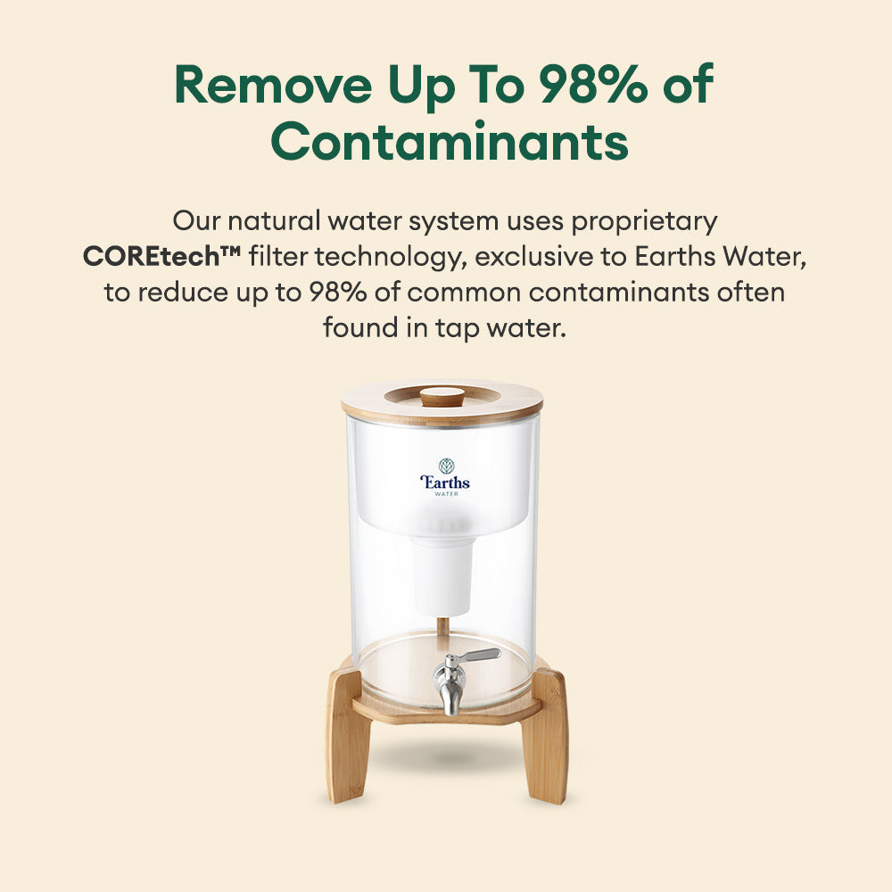 9L Glass Benchtop Alkaline Water Filter - Natural Bamboo