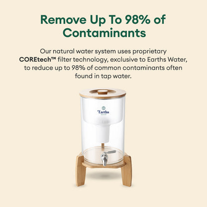 9L Glass Benchtop Alkaline Water Filter - Natural Bamboo