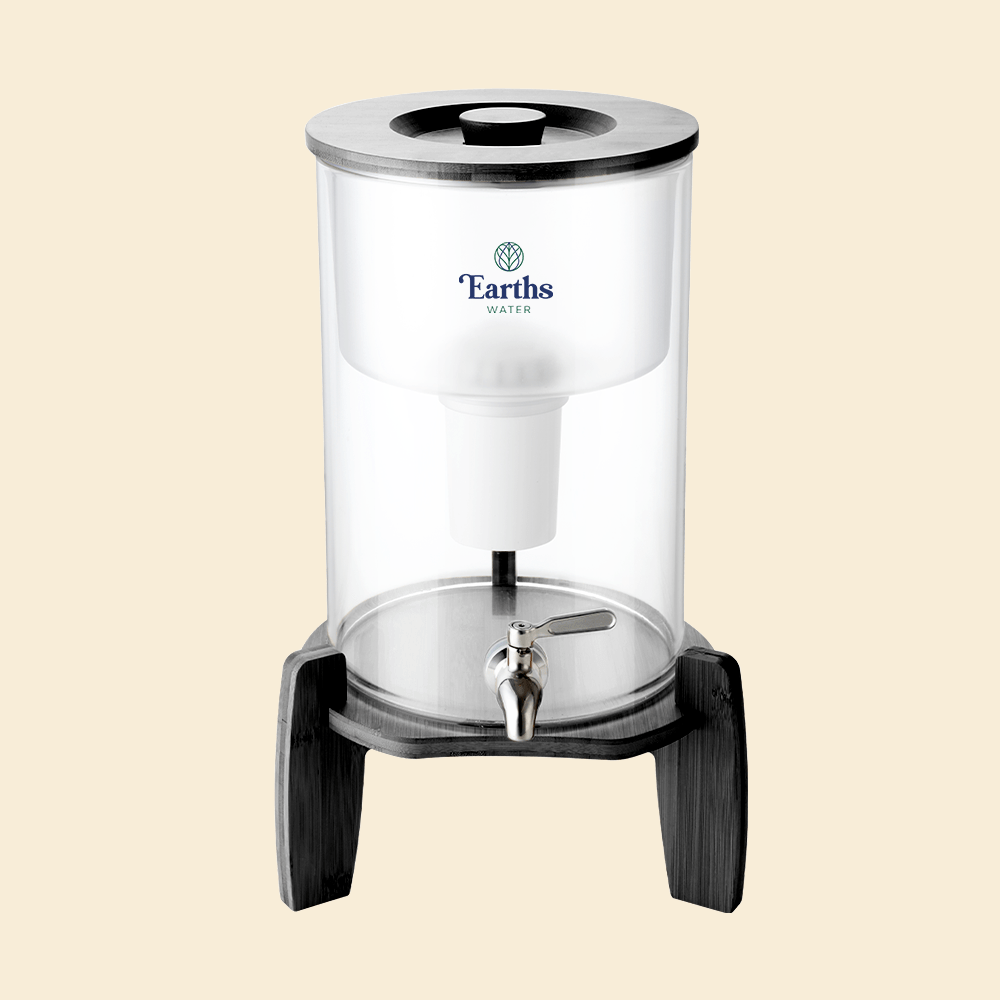9L Glass Benchtop Alkaline Water Filter - Black Bamboo